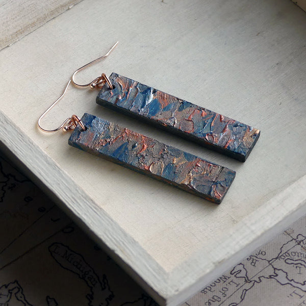 Impressionist Wood Statement Earrings