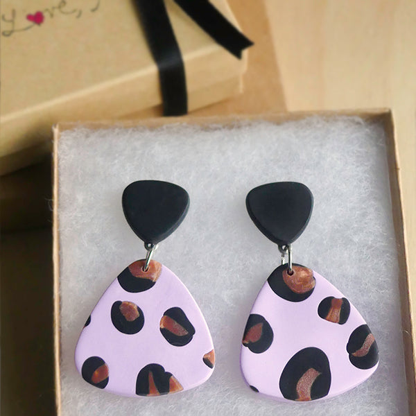 Lavender Leopard Statement Earrings