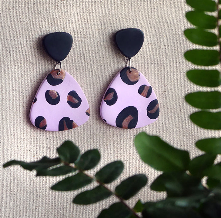 Lavender Leopard Statement Earrings