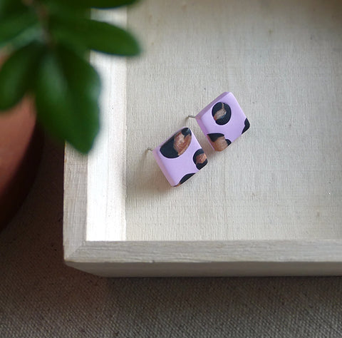 Lavender Leopard Stud Earrings