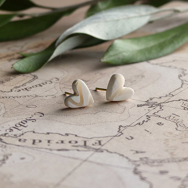 Neutral Heart Stud Earrings