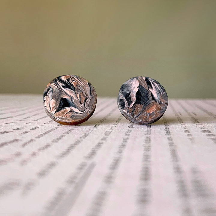 Marbled Wood Stud Earrings