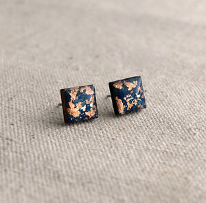 Navy & Copper Flake Earrings