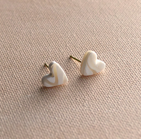 Neutral Heart Stud Earrings