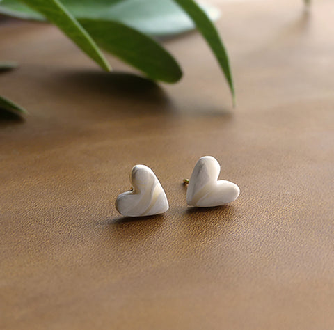 Neutral Heart Stud Earrings